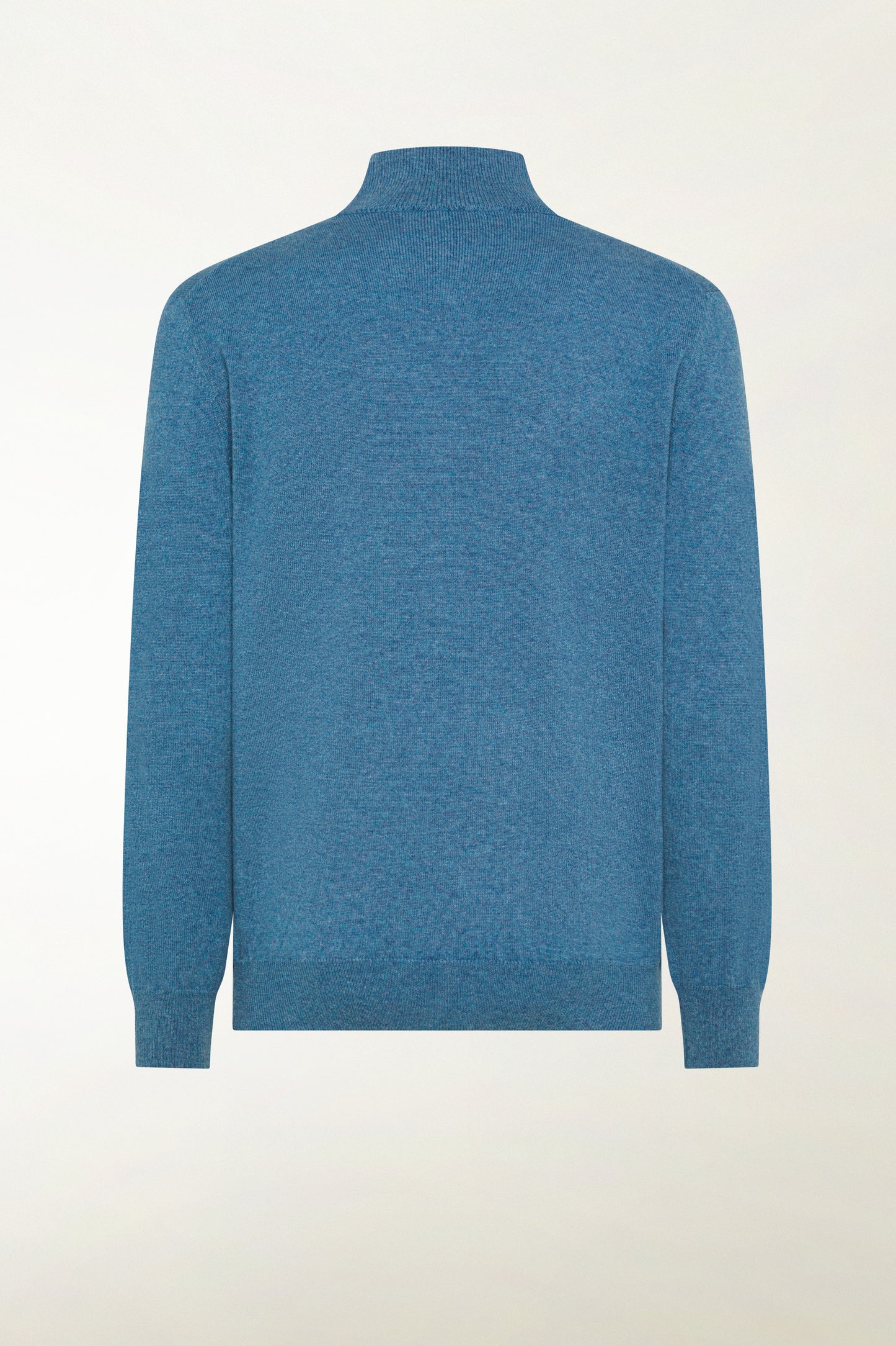 Light blue cashmere zip-up turtleneck