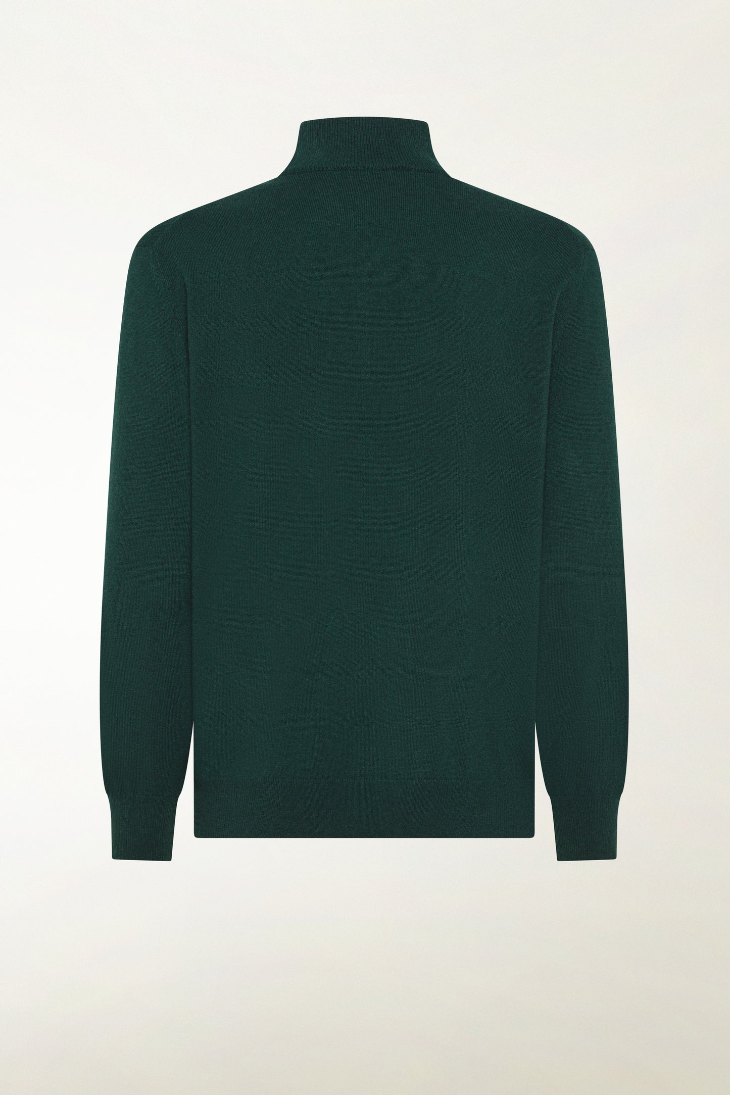 Green cashmere zip-up turtleneck