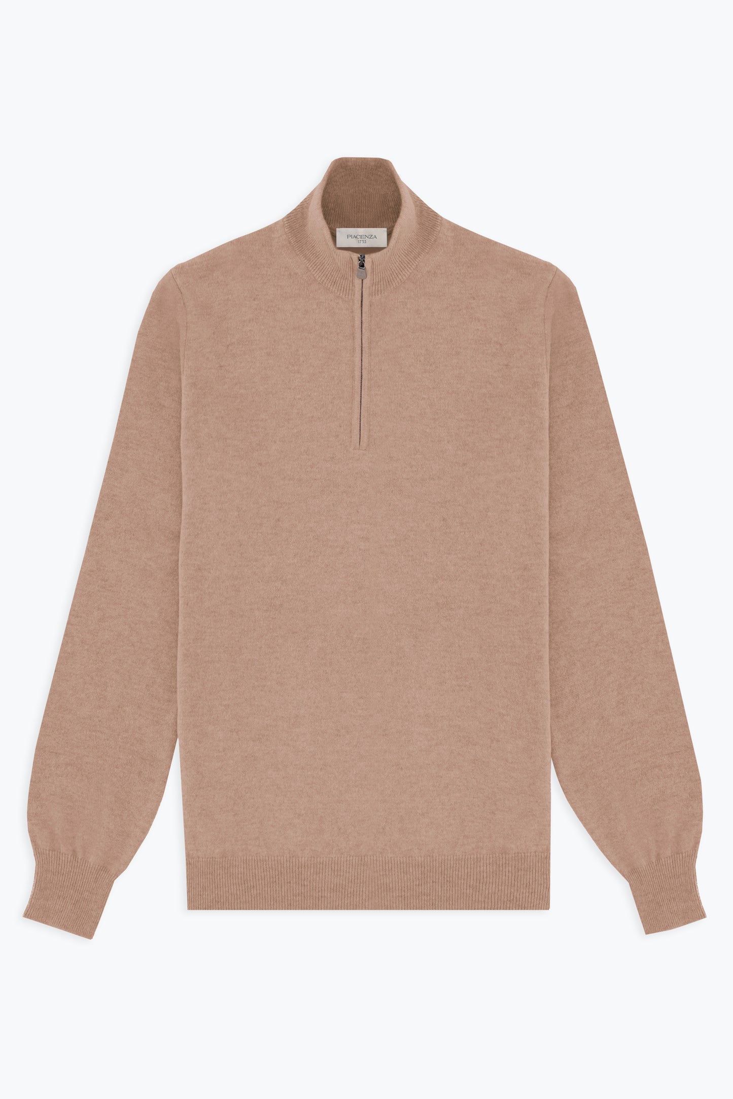 CAMEL ZIP TURTLENECK