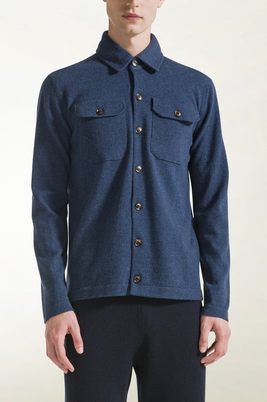 Camicia in cashmere avio