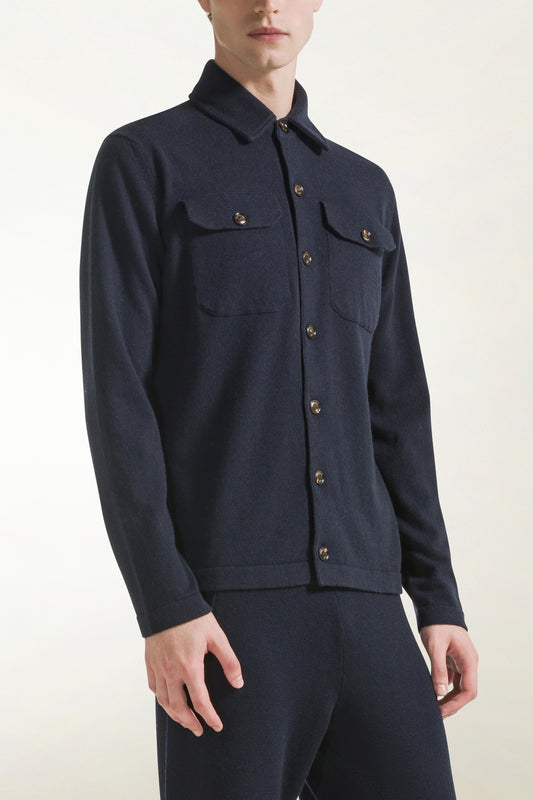 Camicia in cashmere blu