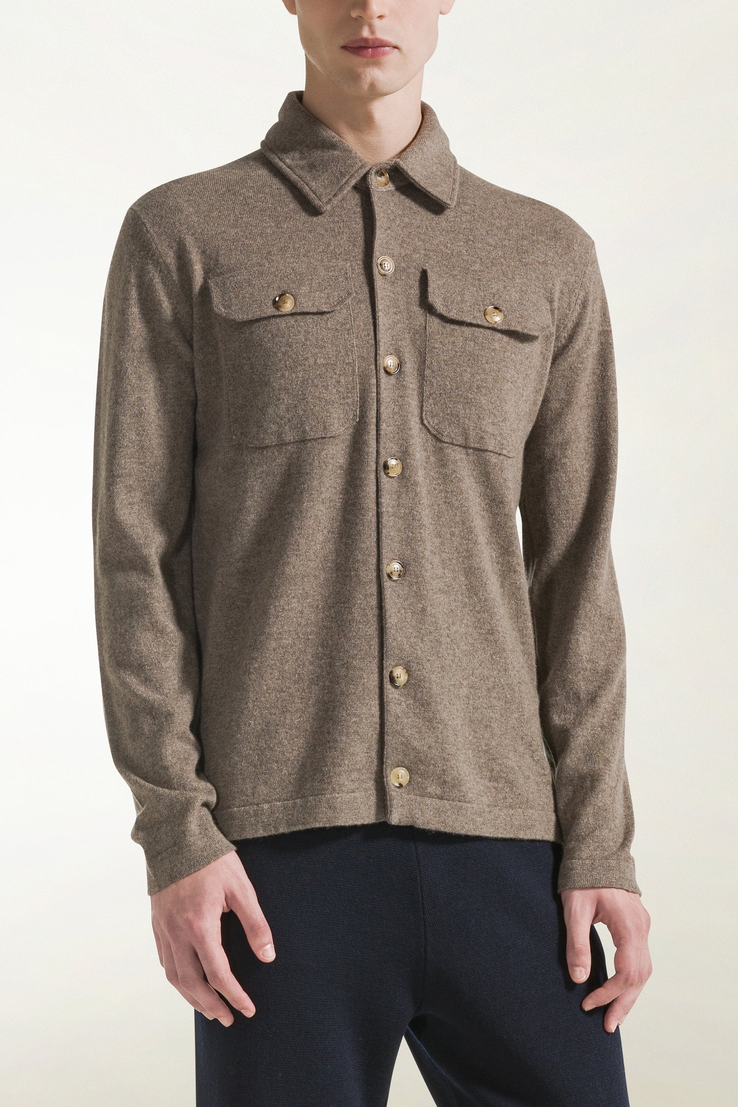 Ecru cashmere overshirt