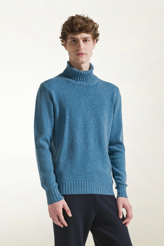 Dolcevita in cashmere azzurro