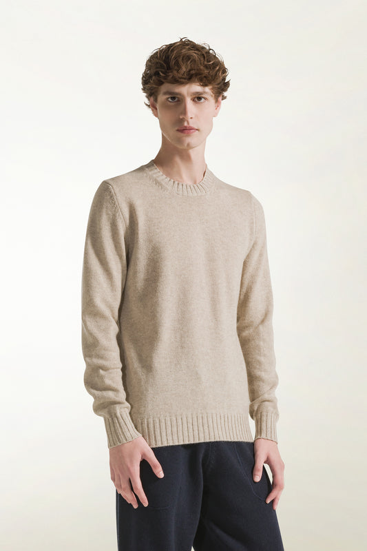 Maglione girocollo in cashmere naturale