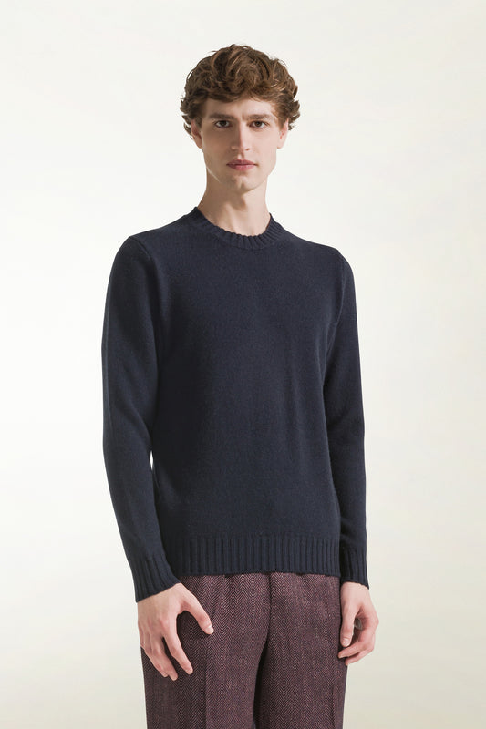 Maglione girocollo in cashmere blu