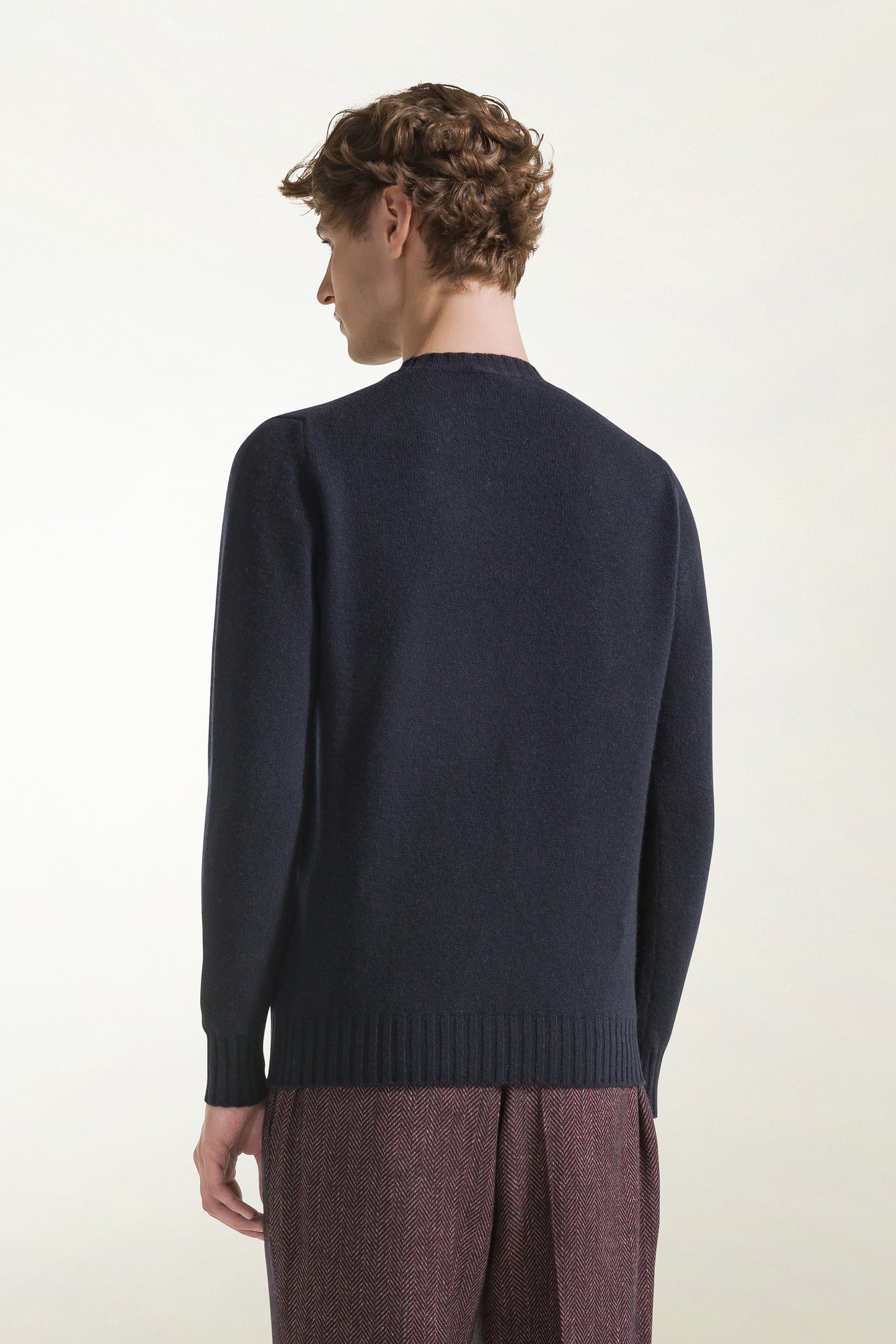Maglione girocollo in cashmere blu