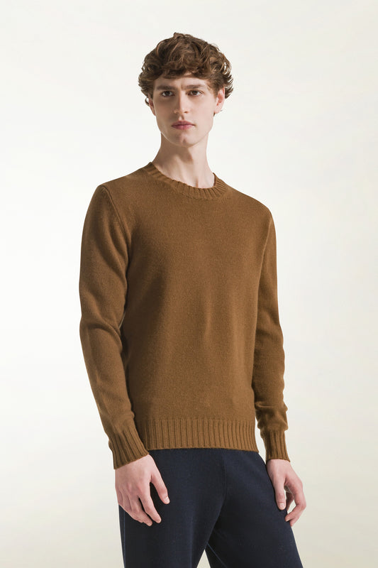 Maglione girocollo in cashmere marrone