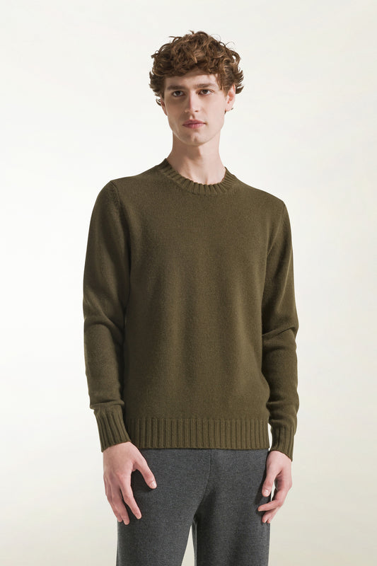 Maglione girocollo in cashmere marrone scuro