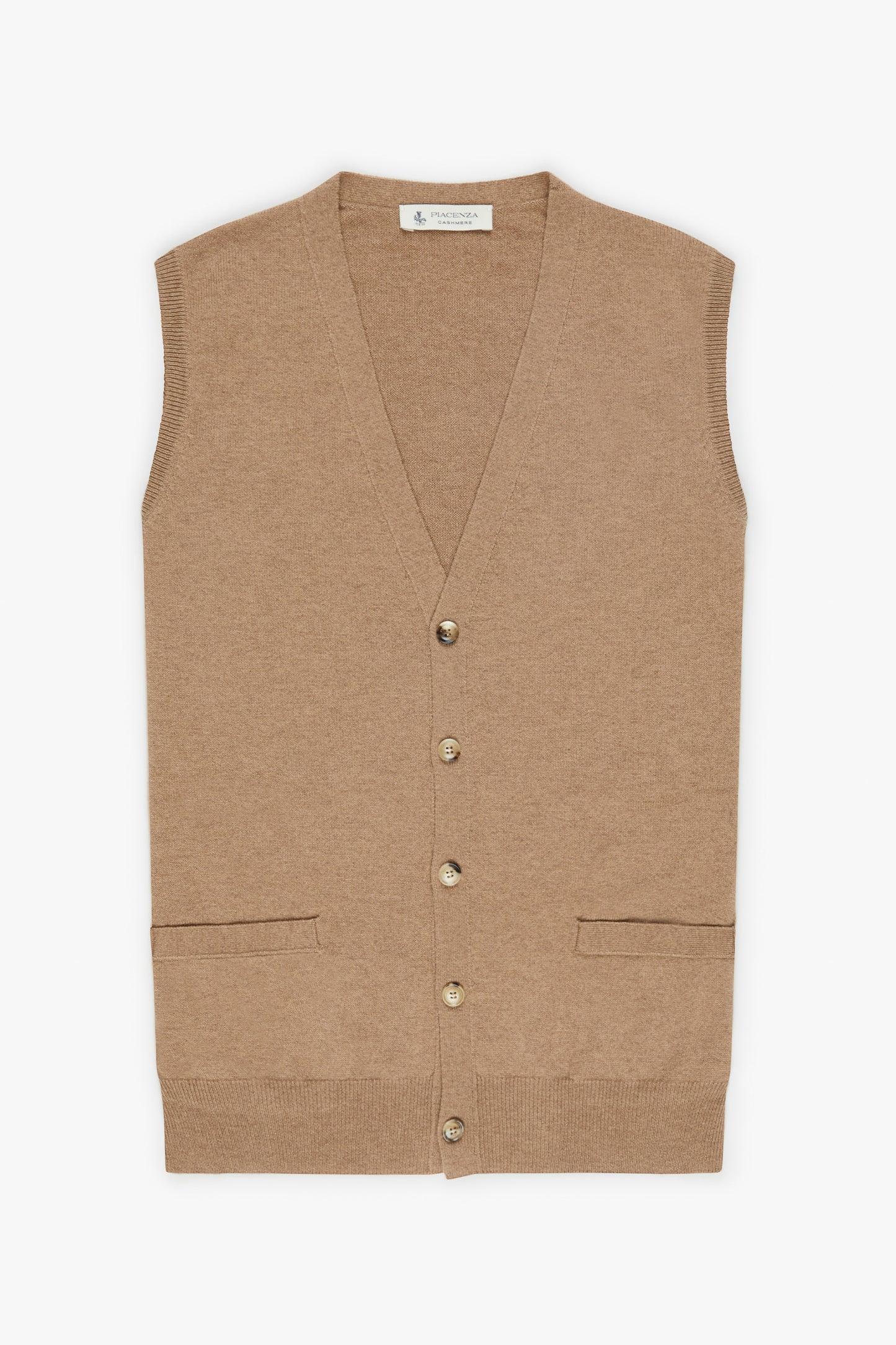 Camel Cashmere Buttoned Vest