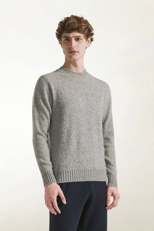 Girocollo in cashmere e seta grigio chiaro