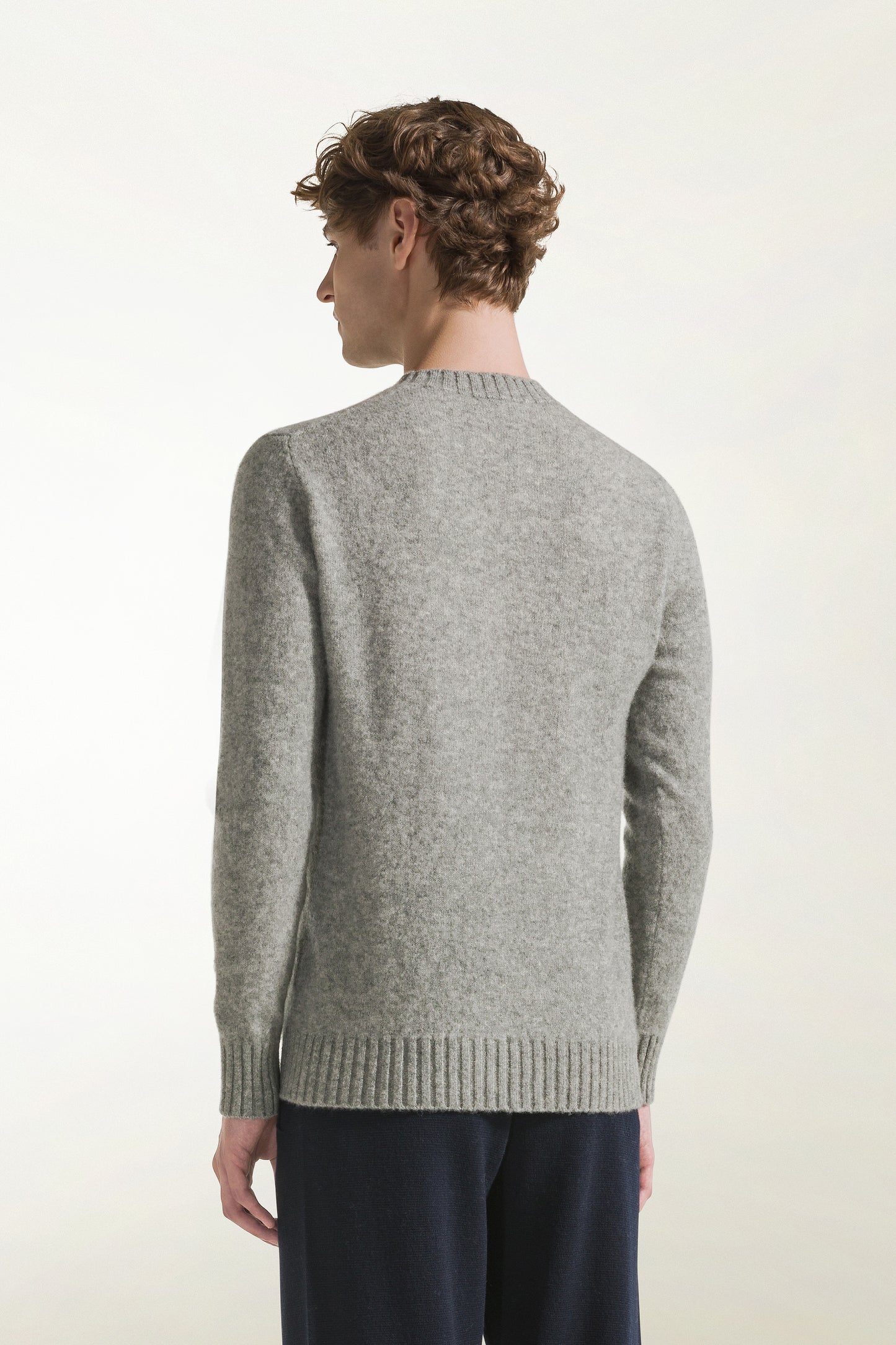Light grey cashmere and silk crewneck