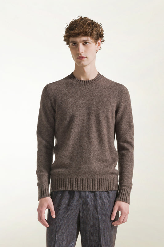 Girocollo in cashmere e seta nocciola