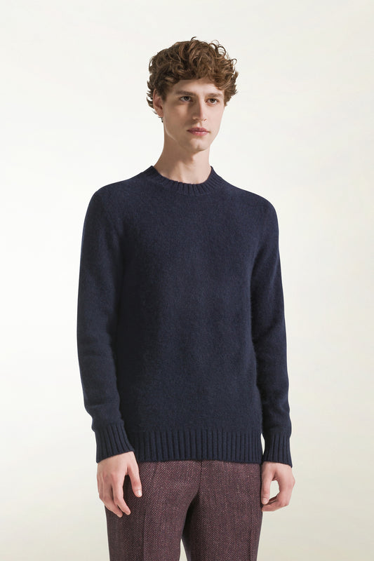 Girocollo in cashmere e seta blu