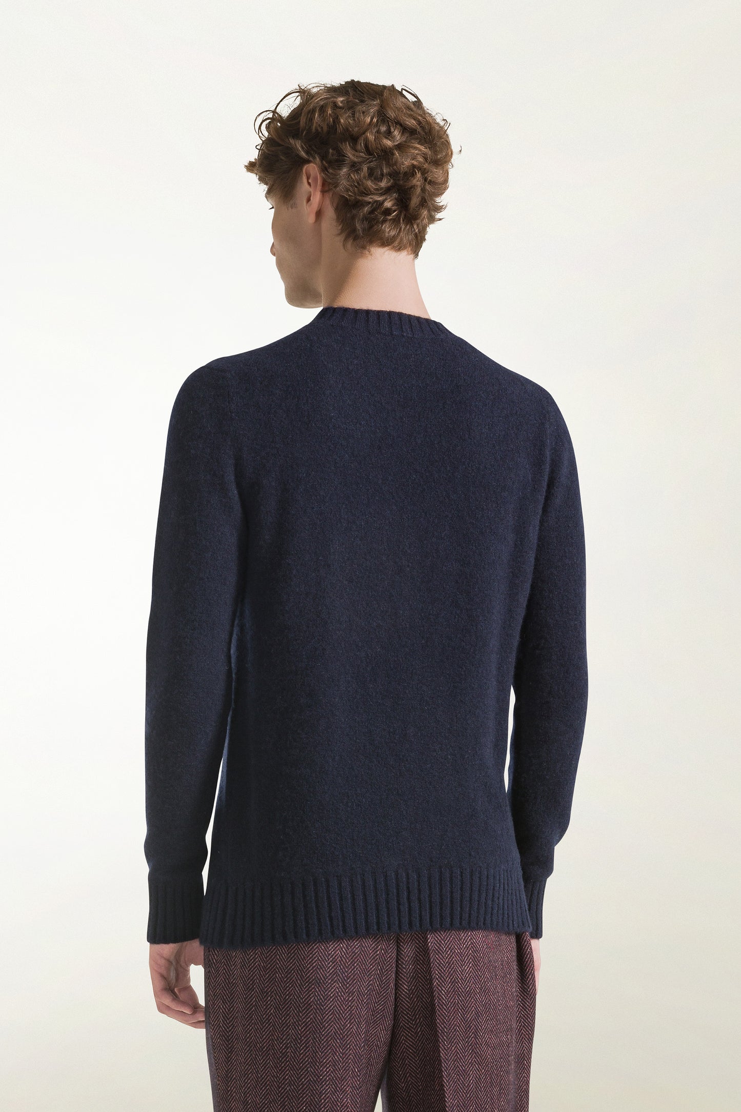 Girocollo in cashmere e seta blu