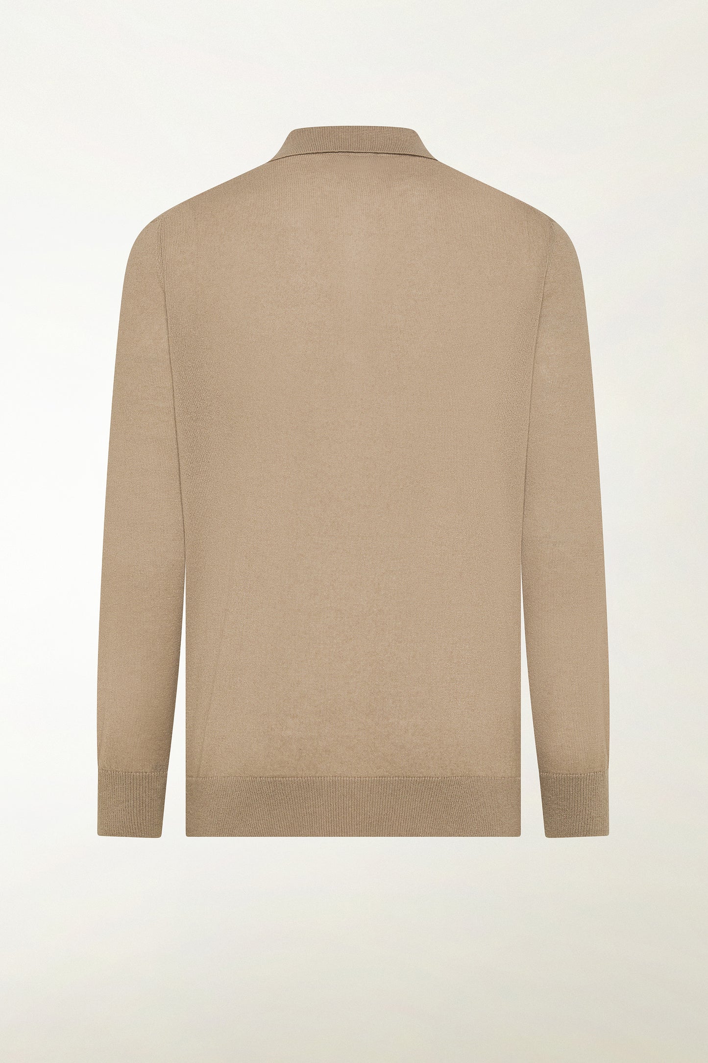 Sand-colored silk and cotton polo shirt