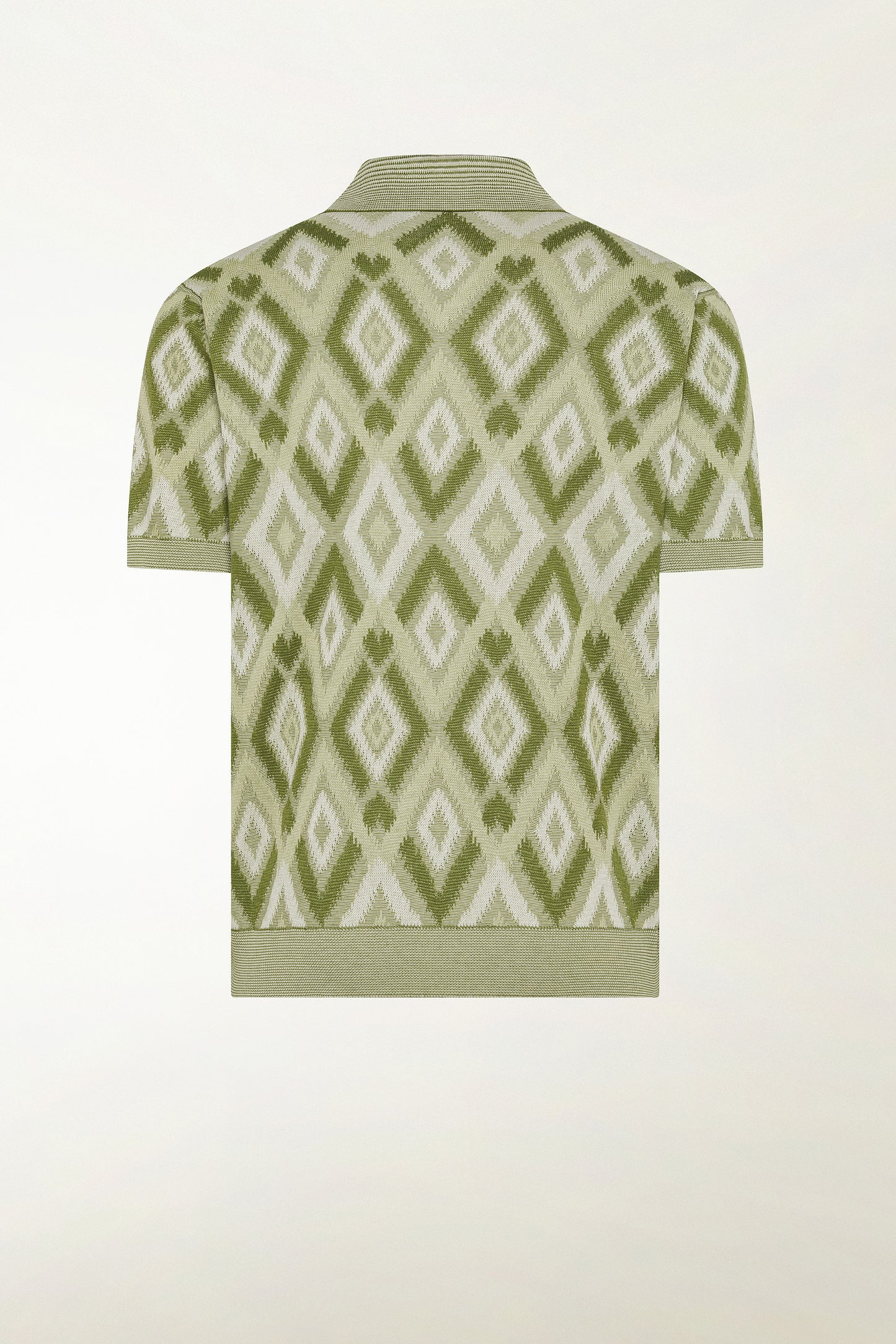 Green silk and cotton polo shirt
