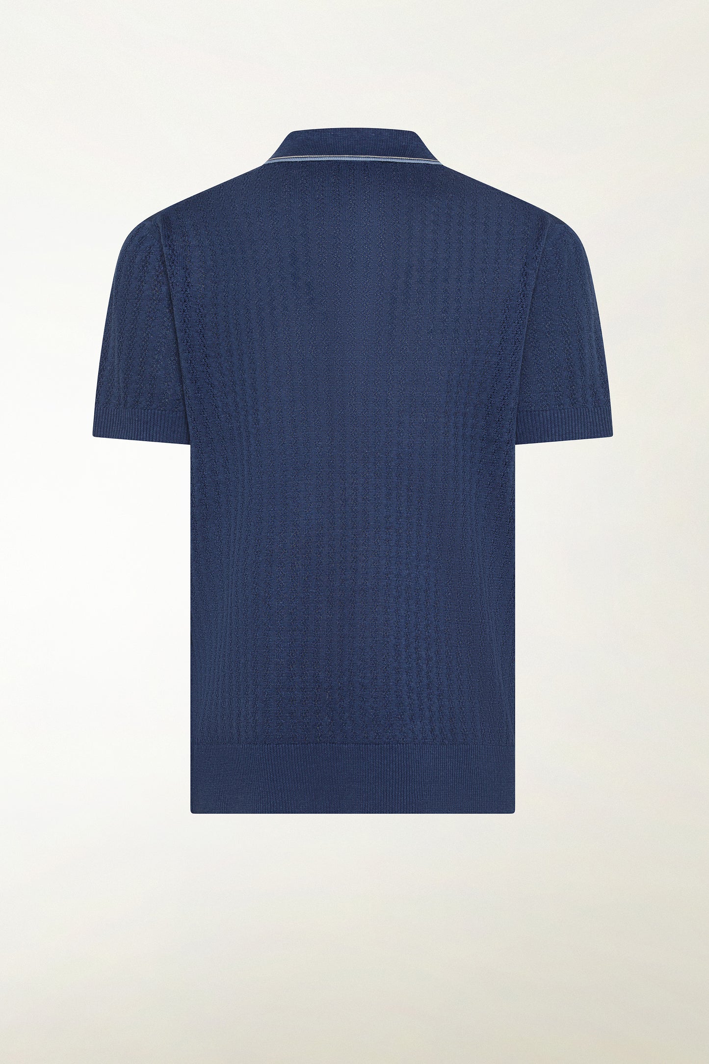 Blue and light blue silk and linen polo shirt