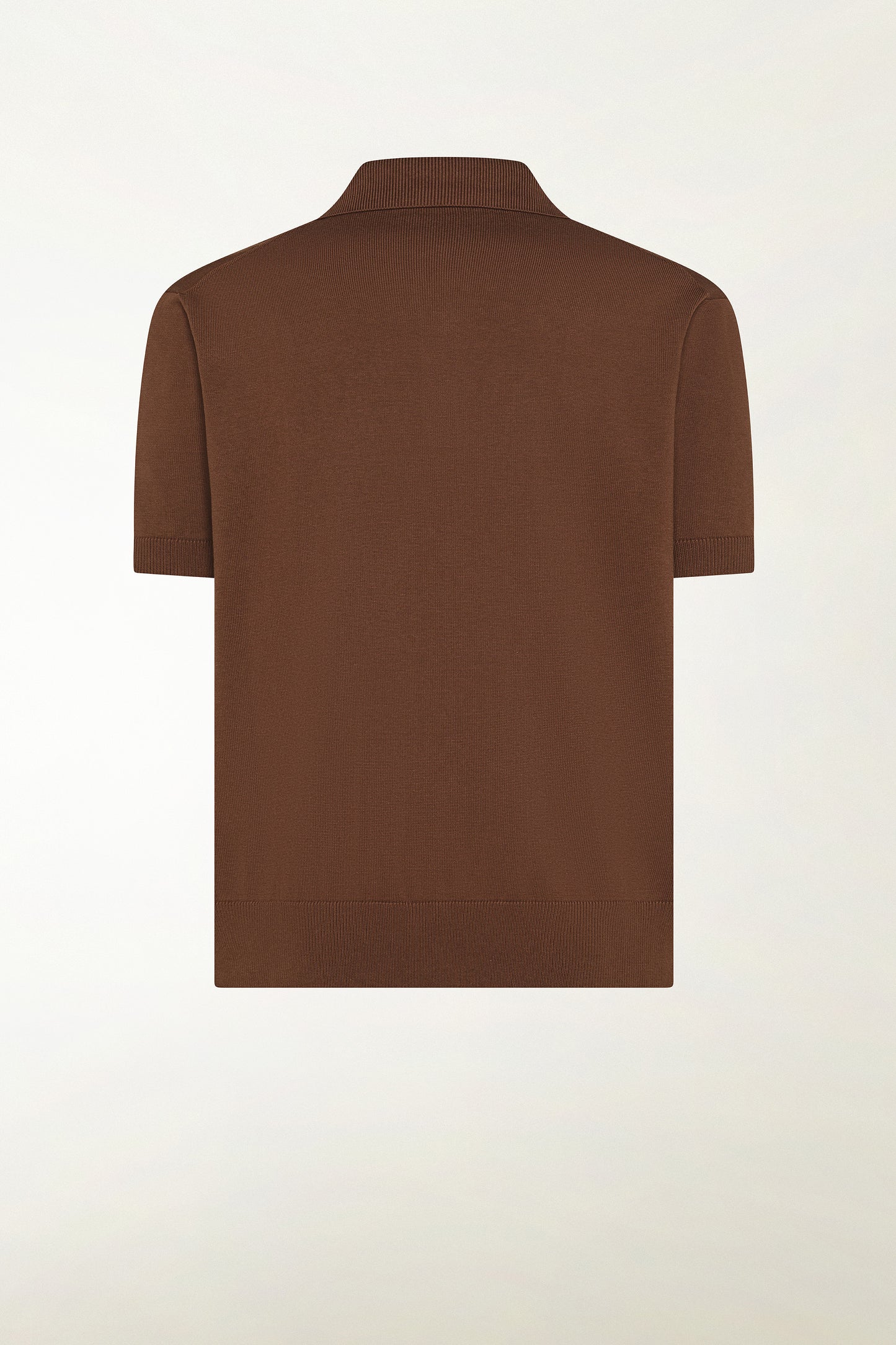 Brown silk and cotton polo shirt