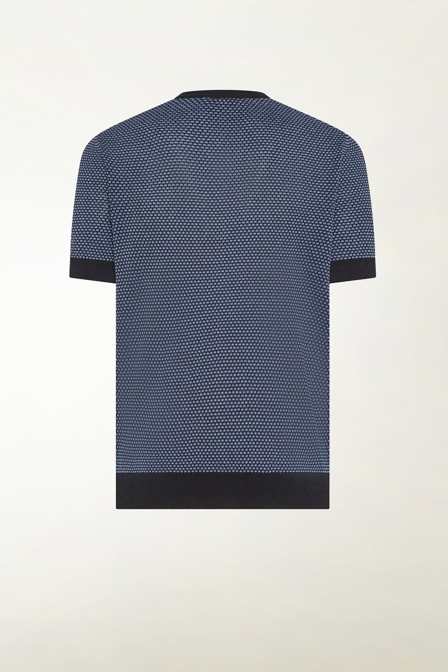 Girocollo in seta e lino colore blu scuro e azzurro