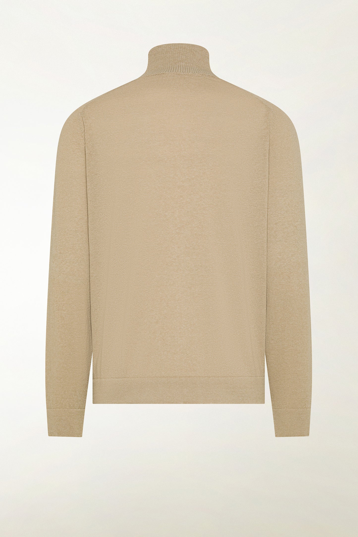 Beige cashmere and linen turtleneck sweater