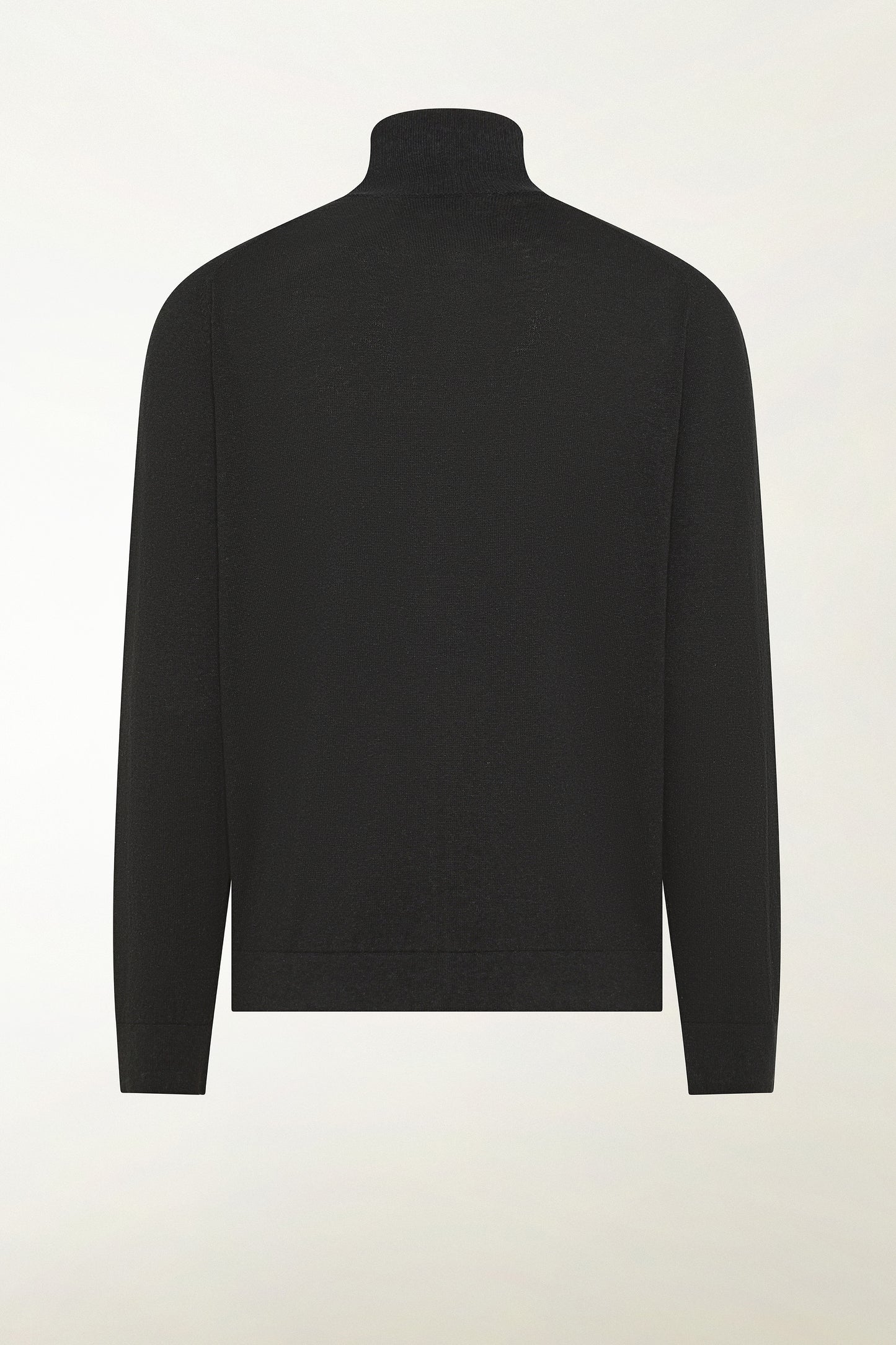 Dark blue cashmere and linen turtleneck sweater