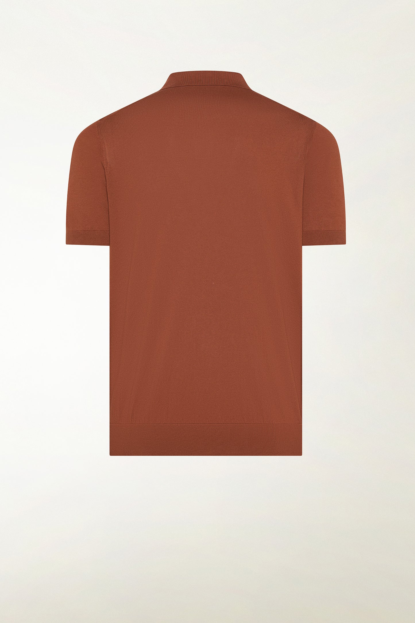 Brick-colored cotton polo shirt