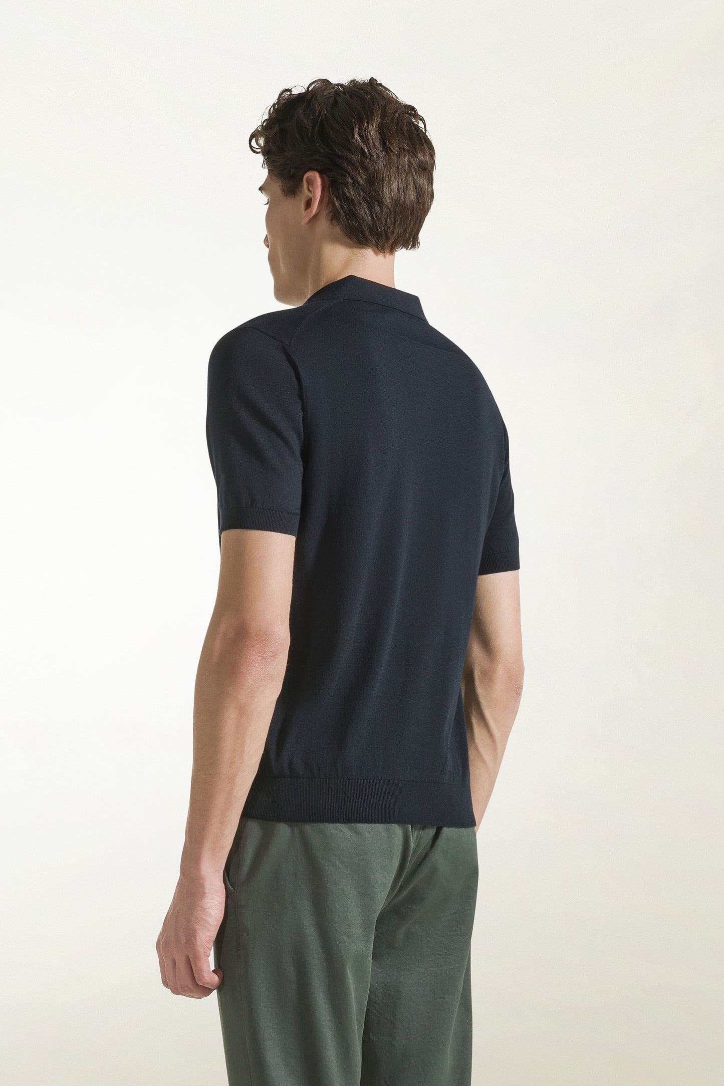 Dark blue cotton polo shirt