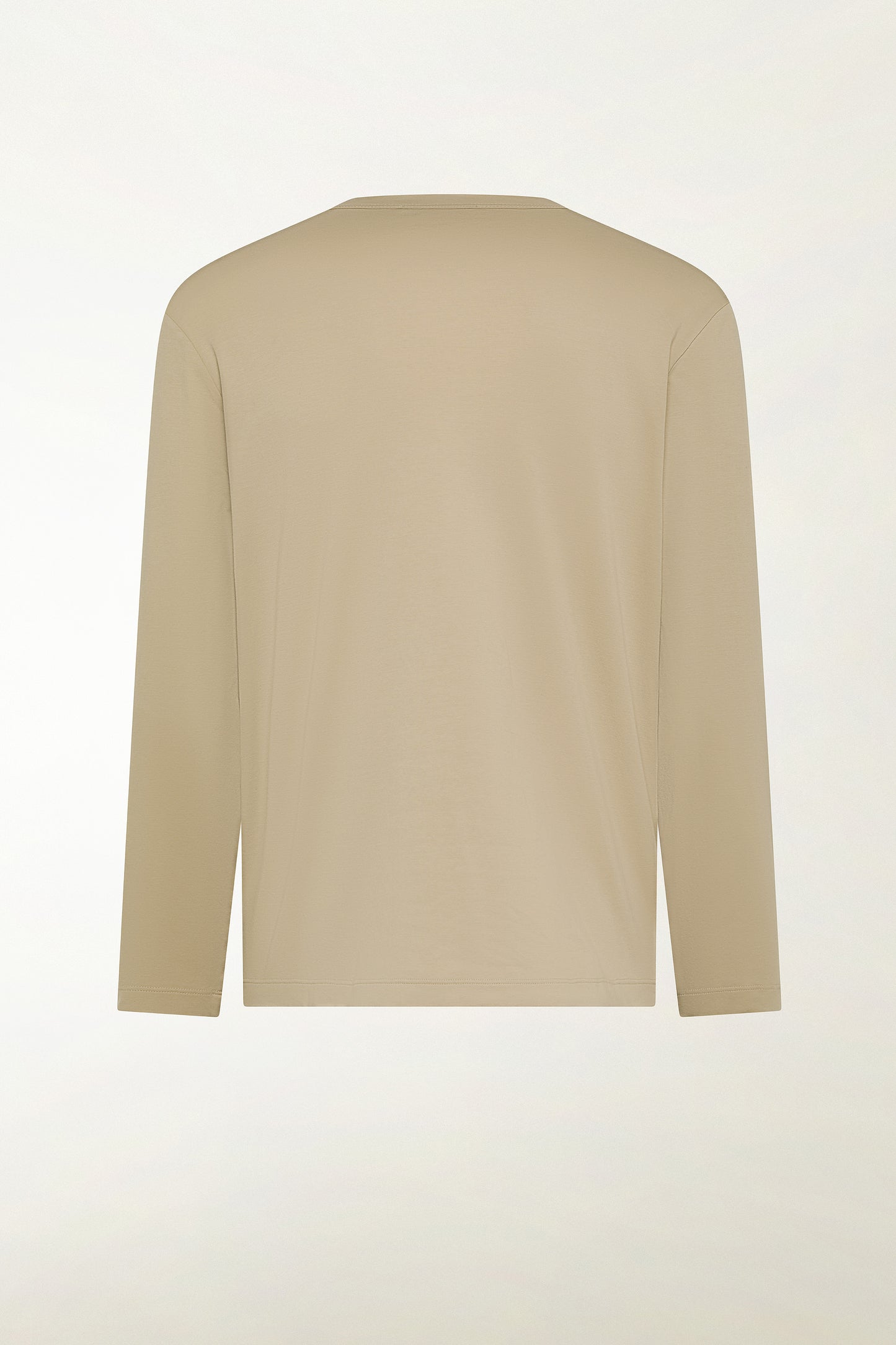 Beige long-sleeved cotton crewneck