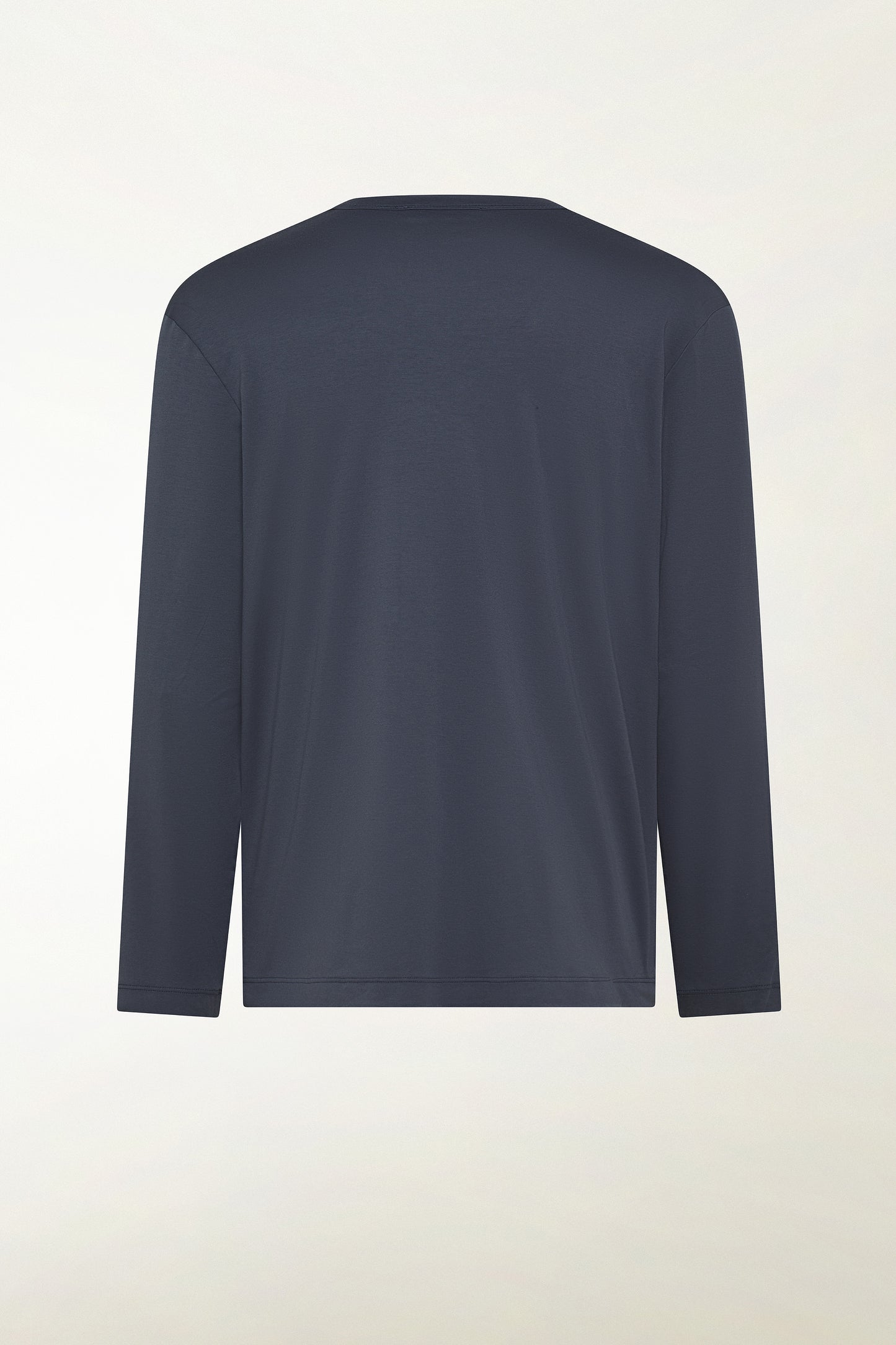 Blue long-sleeved cotton crew neck