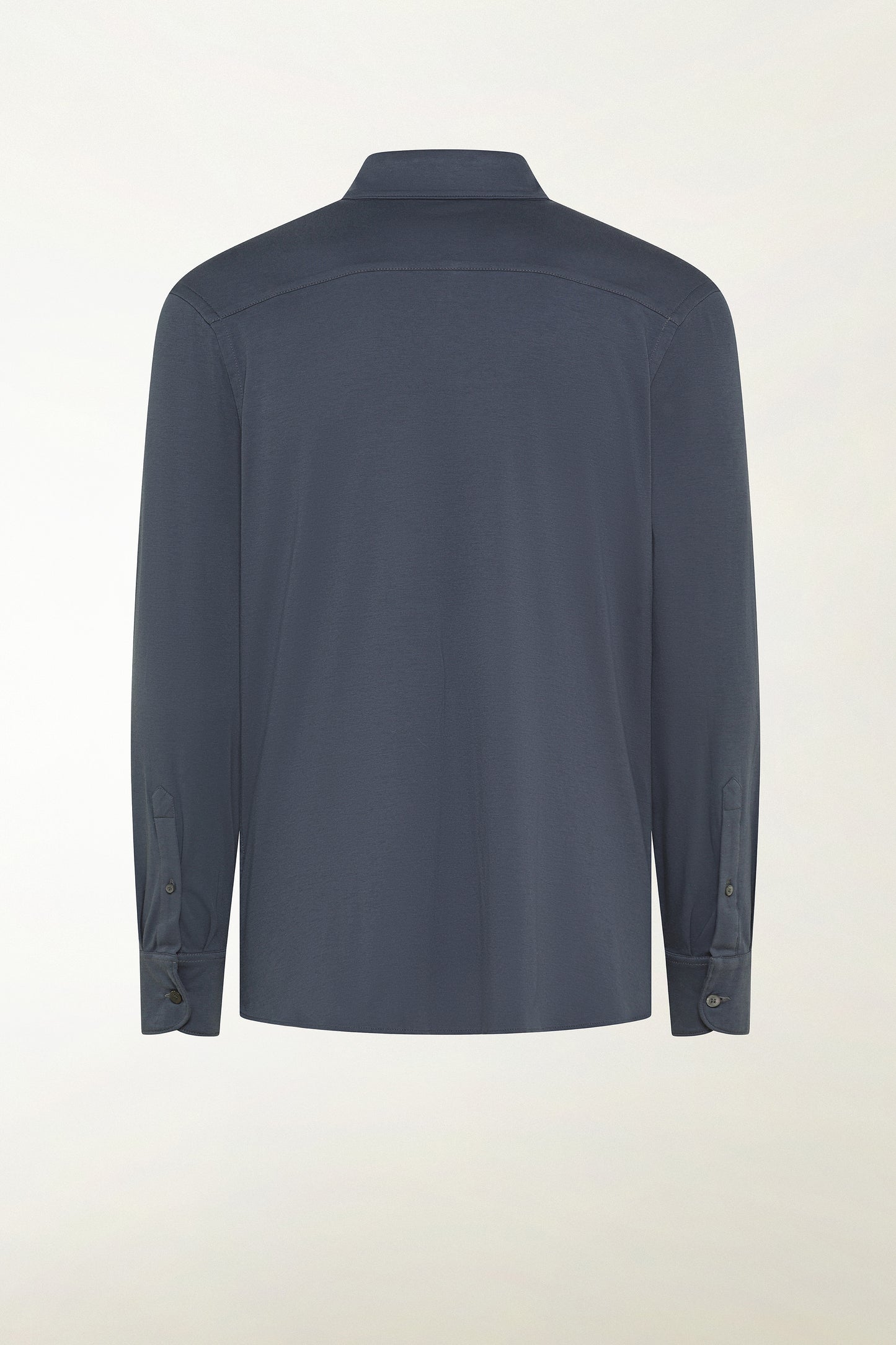 Camicia maniche lunghe in cotone color blu