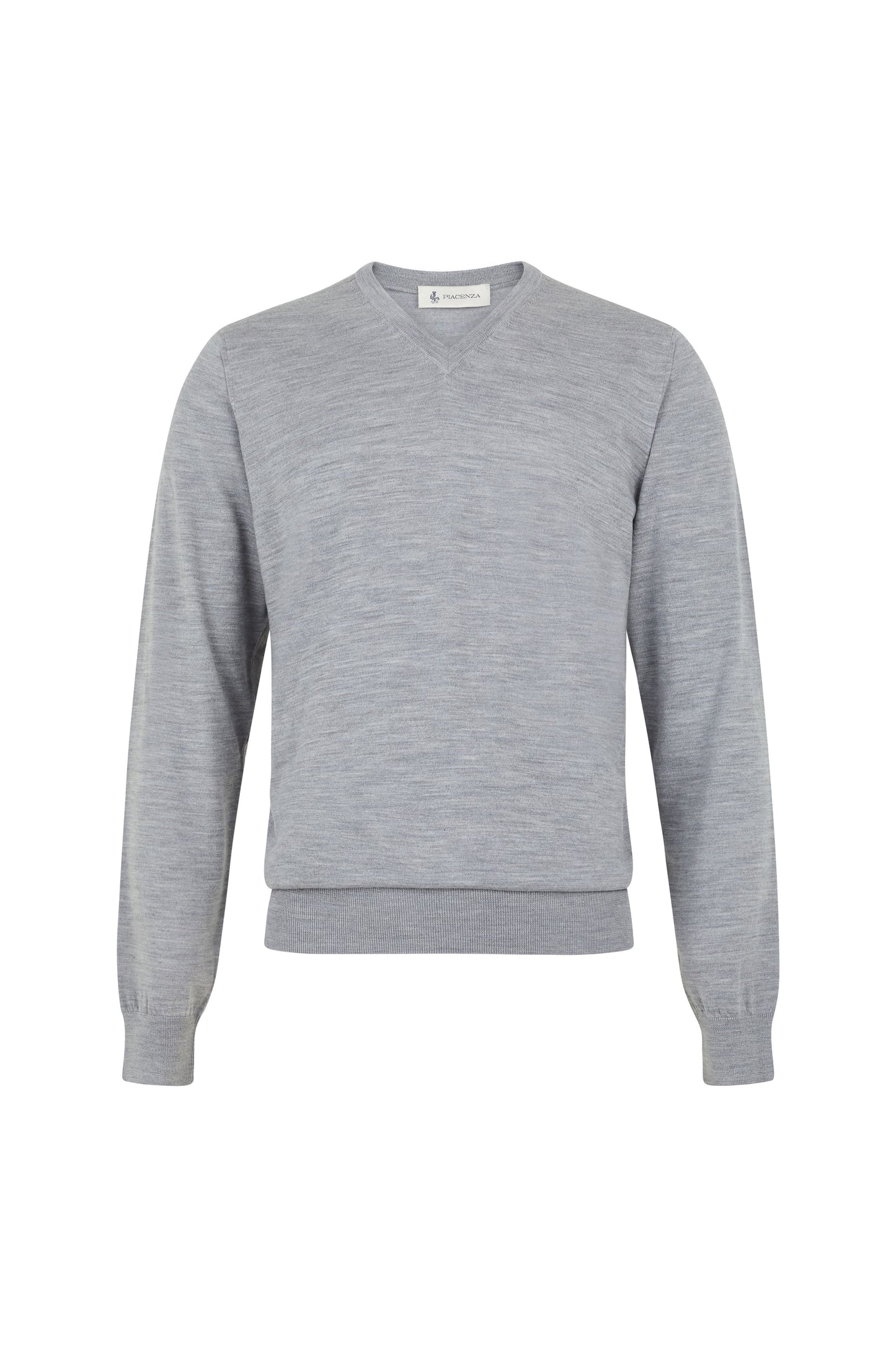 Scollo a V grigio leggera 100% lana sostenibile e tracciabile