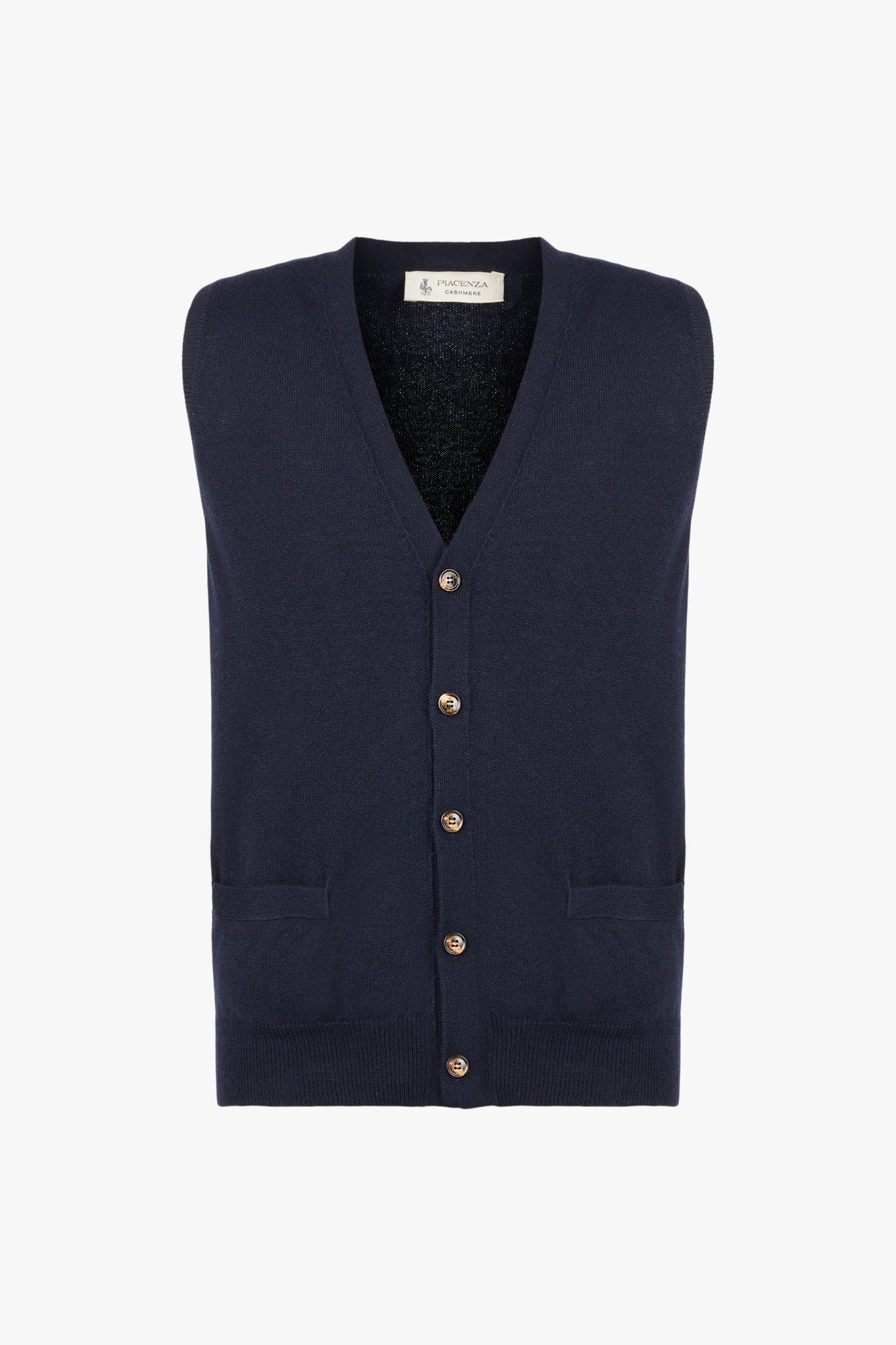 Blue cashmere buttoned vest