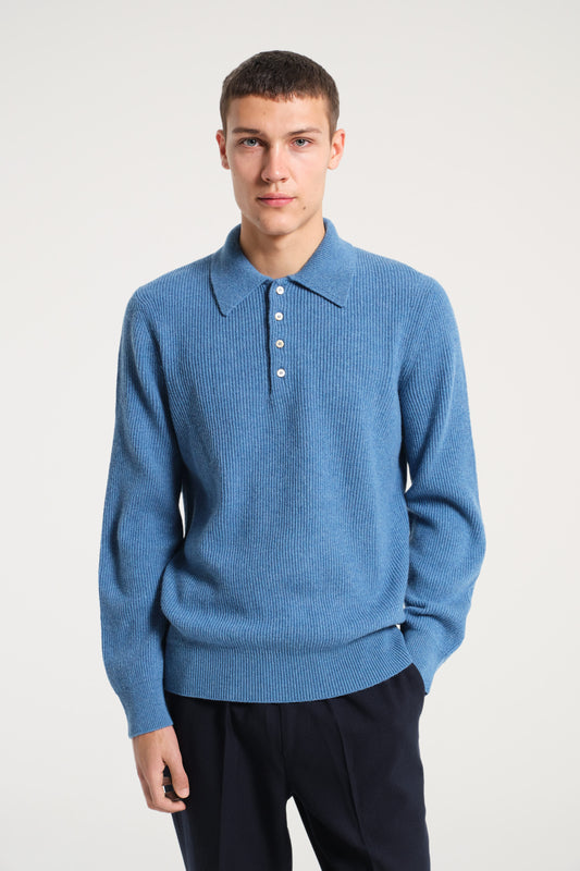 TURQUOISE CASHMERE POLO SHIRT