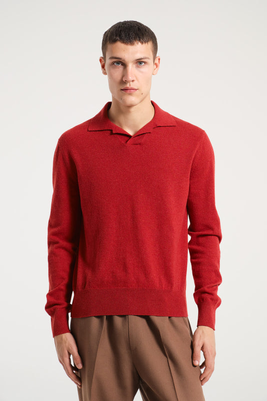 RED CASHMERE POLO SHIRT