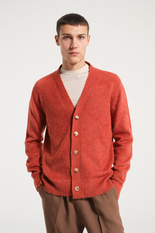 ORANGE CARDIGAN IN VIRGIN WOOL