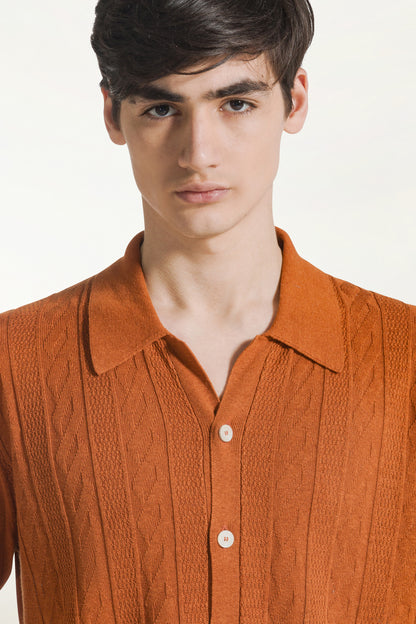 Camicia maniche corte mattone