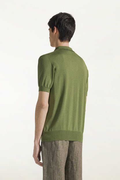 Green short-sleeved sailor polo shirt
