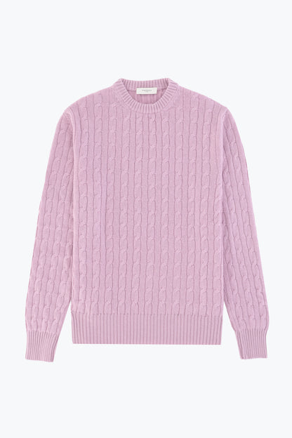 Pink cashmere crewneck with braid