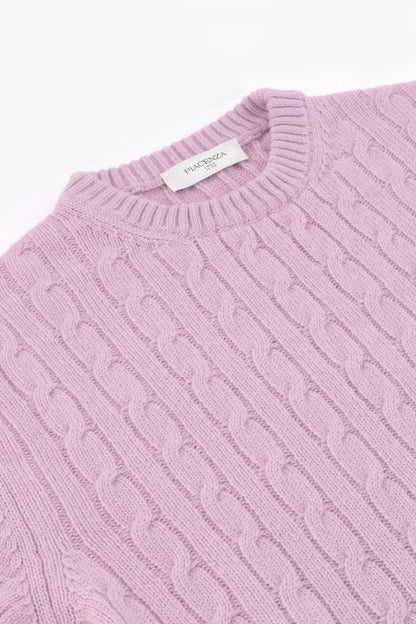 Pink cashmere crewneck with braid