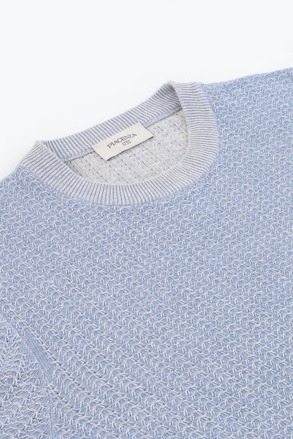 Light blue crew neck with short sleeves