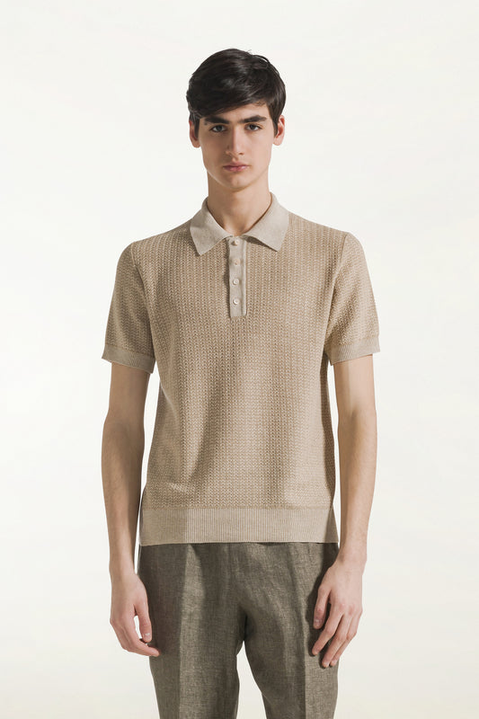 Polo maniche corte cammello
