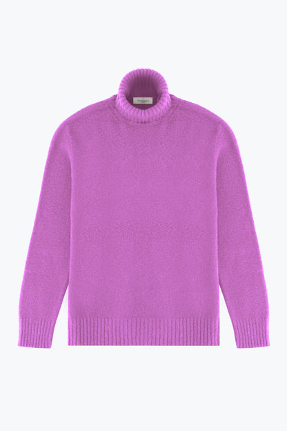 Turtleneck in pure lilac virgin wool