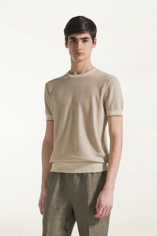 Girocollo maniche corte beige