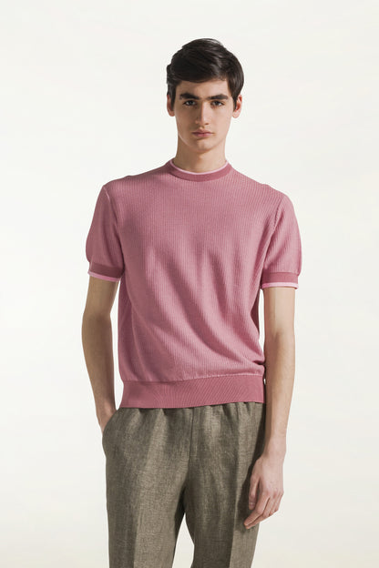 Pink short sleeve crew neck