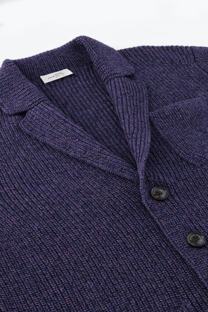 Blue and purple wool jacket with interweaving of colors