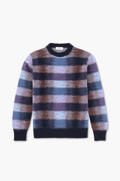 CHECK MOTIF CREW NECK IN WOOL