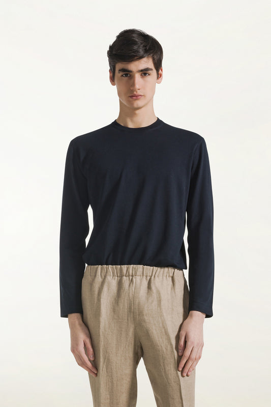 T-shirt blu scuro maniche lunghe