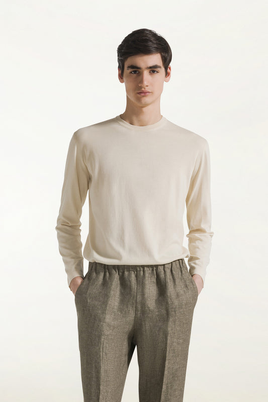 T-shirt crema maniche lunghe