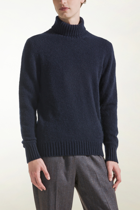 Dolcevita in cashmere e seta blu - Dolcevita Uomo | PIACENZA 1733