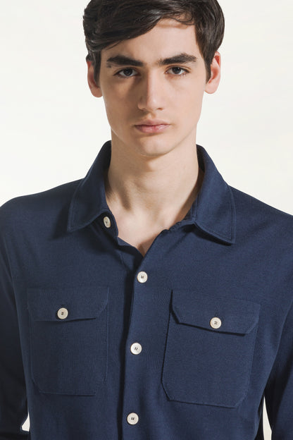 Camicia maniche lunghe bluette